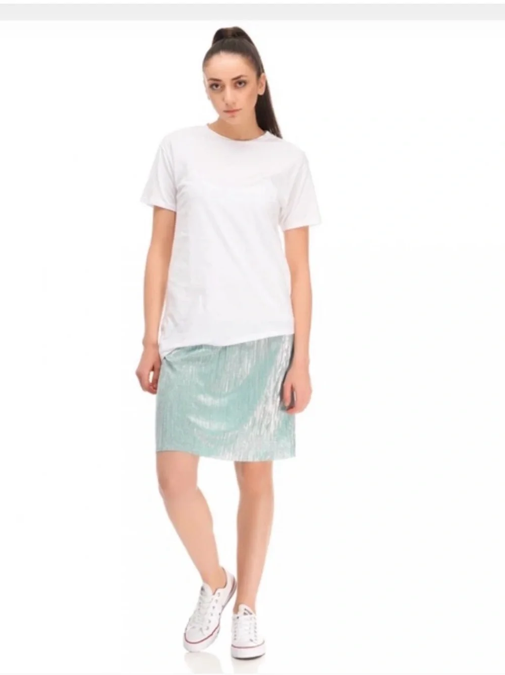 Zara Pleated Mint Green Midi dress - Size Large 1 piece